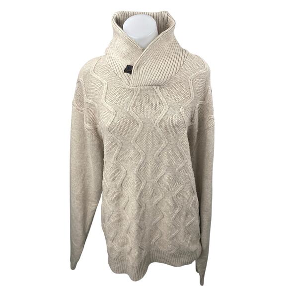 Portabella Women's Cream Tan Cable Knit Turtleneck Long Sleeve Sweater Top Sz XL - Picture 1 of 4